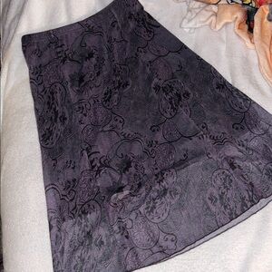 ROMWE Dark Purple Floral Midi Skirt